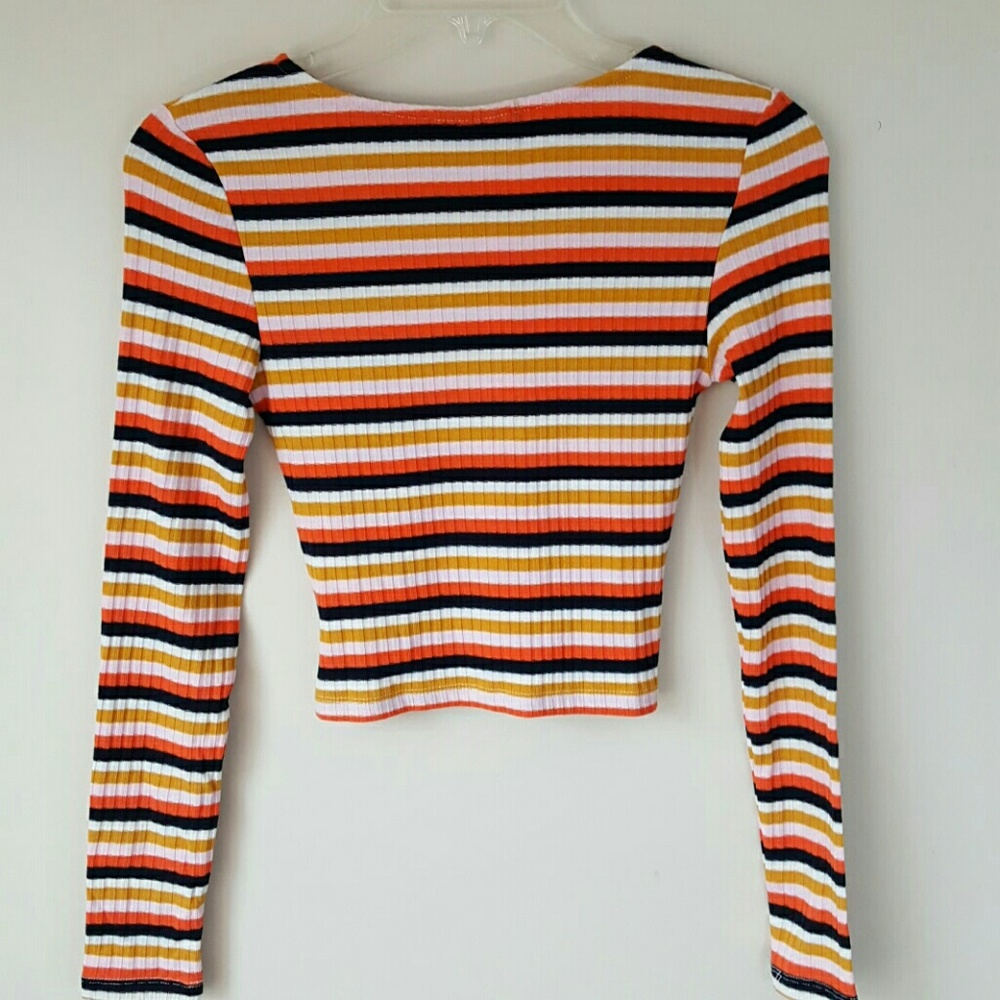 NWT TOPSHOP Stripe Ribbed Crop Top-Size 4 - Picture 5 of 7